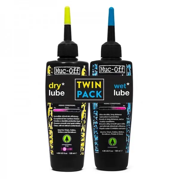 Set uleiuri lant Muc-Off Twin Pack Dry si Wet, 120ml Premium