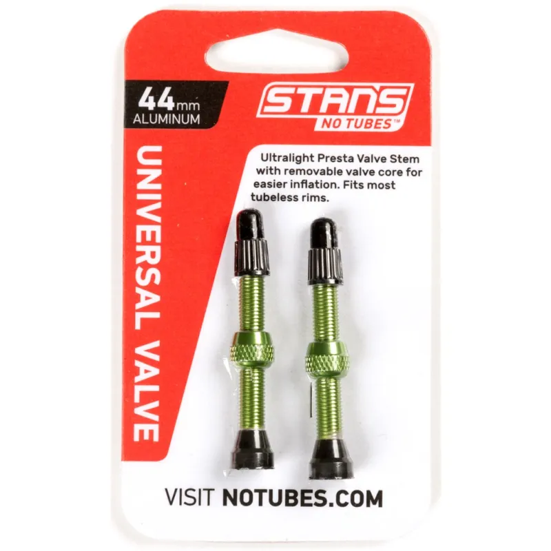 Set Valve Tubeless Stan’s No Tubes universale aluminiu 44mm verde Mai ieftin
