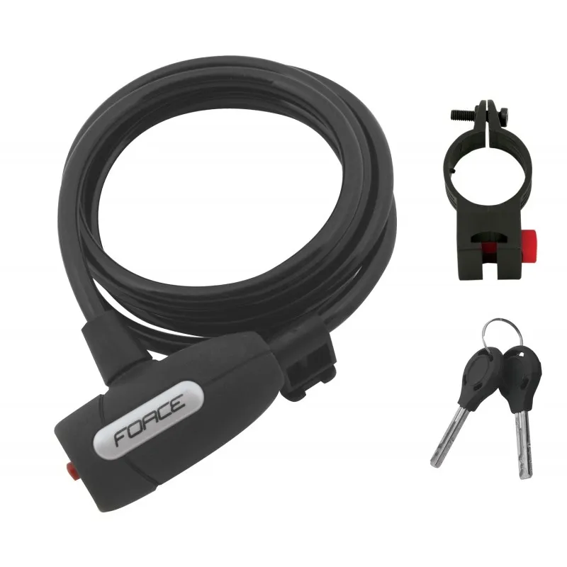Ultima șansă Lacat Force Lux spirala 180cm/8mm cu suport negru