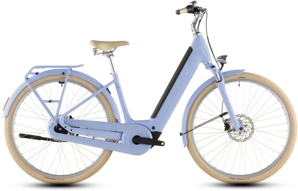 Popular BICICLETA ELECTRICA CUBE ARUBA HYBRID 600 EASY ENTRY BLUEBLOSSOM CREME 2026