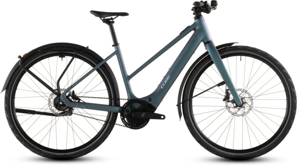 Lichidare de stoc BICICLETA ELECTRICA CUBE EDITOR HYBRID SLT 400X FE TRAPEZE SMARAGDGREY PRISM 2026