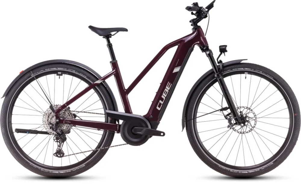 Lichidare de stoc BICICLETA ELECTRICA CUBE NURIDE HYBRID SLX ALLROAD TRAPEZE AMARONE LUNAR 2025