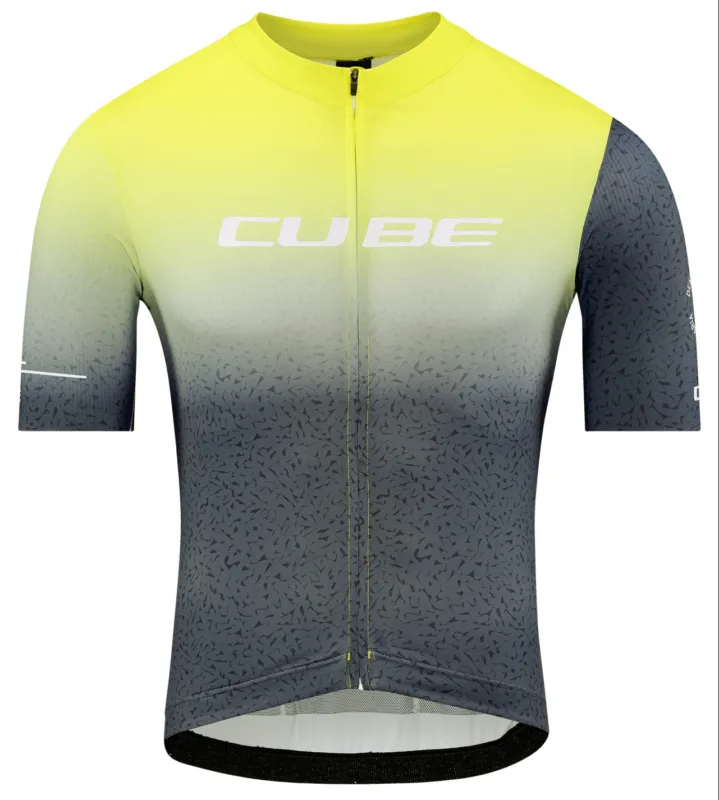 Ofertă de sezon TRICOU CICLISM CUBE BLACKLINE JERSEY RACE S/S YELLOW GREY