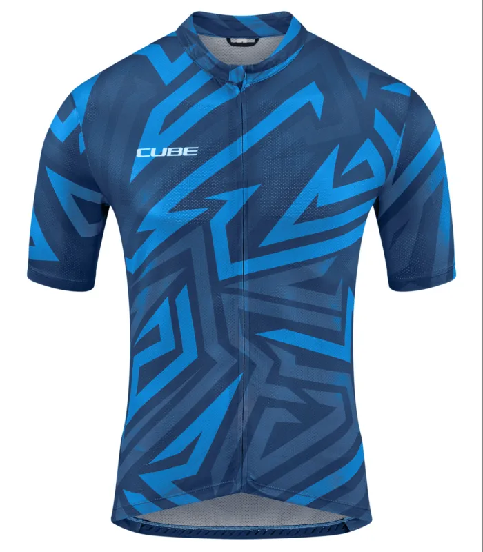 Reducere specială TRICOU CICLISM CUBE ATX JERSEY FULL ZIP CMPT S/S BLUE