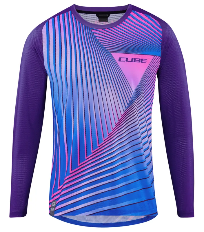 TRICOU CICLISM CUBE VERTEX ROUND NECK JERSEY L/S BLUE PINK Bestseller