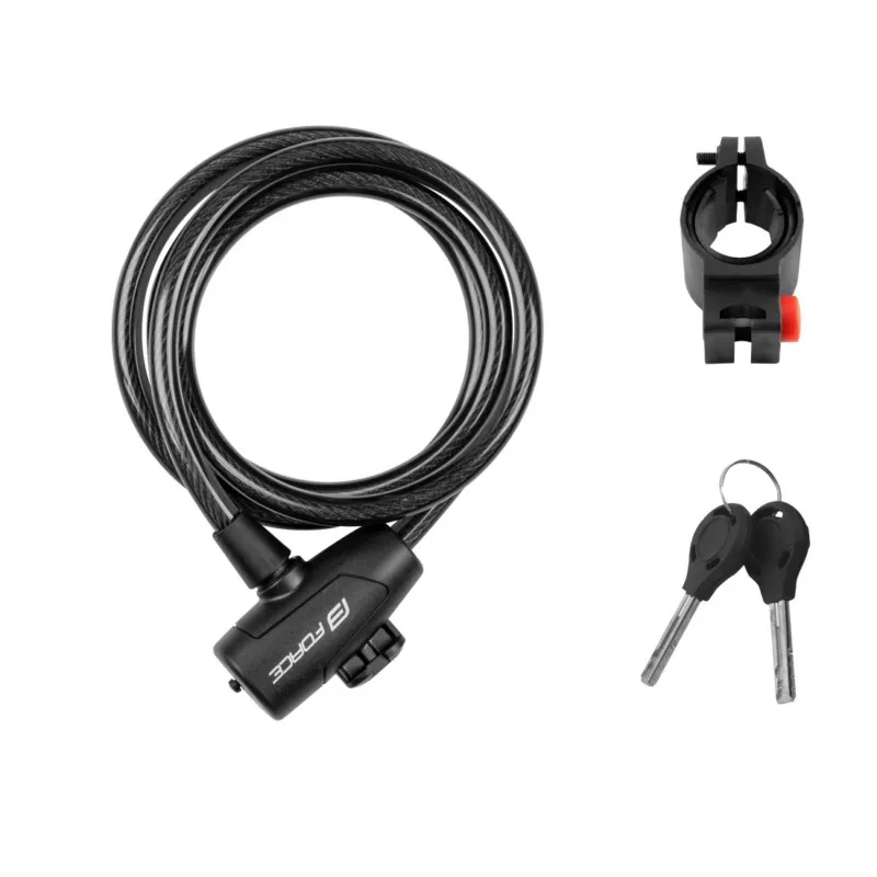 Super ofertă Lacat Force Strong spirala 150cm/10mm cu suport negru