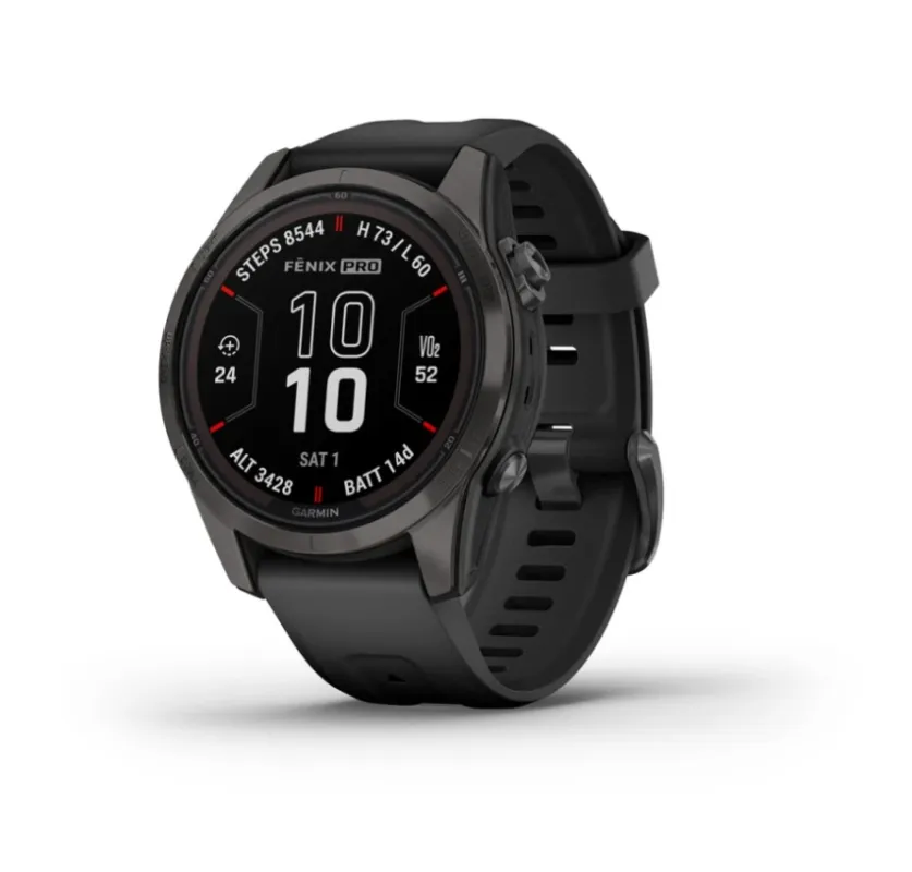 Ieftin GARMIN Fenix 7S PRO 42mm - Sapphire Solar, Titan DLC Carbon Grey, curea neagră