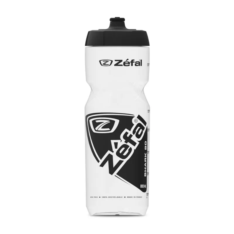 Bidon ZEFAL Shark 80 Grip-Cap 800ml - Transparent/Black Ultima șansă