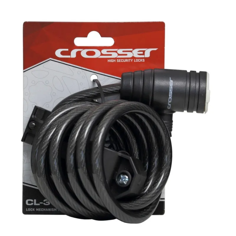 Nu rata Antifurt Cablu CROSSER CL-369 cu suport 10mm/180cm - Black