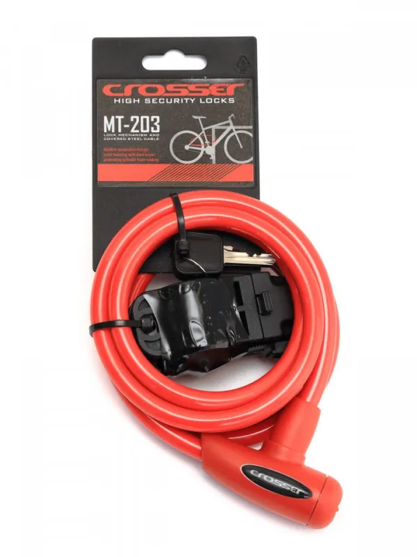 Antifurt Cablu CROSSER MT 203 10mm/180cm - Red Livrare gratuită