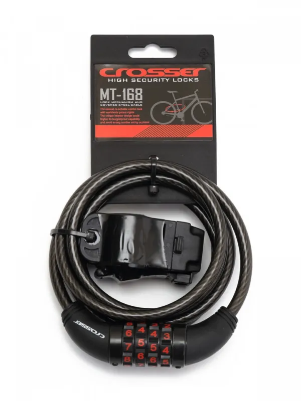 Retur ușor Antifurt Cablu CROSSER MT 168 Cifru 8mm/180cm - Black