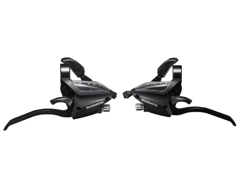 Transport gratuit MANETE SCHIMBATOR/FRANA SHIMANO ST-EF500-4A 8X3 VIT. 4 DEGETE PT. FRANA V-BRAKE CABLU/CAMASA SCHIMBATOR (SP41)/FRANA STANDARD NEGRU NEGRU AMBALAT IND.