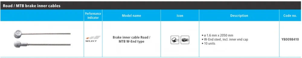 Cumpără acum CABLU DE FRANA SHIMANO ROAD/MTB OTEL 2050MM W-END INCL. CAPAT INTERIOR 10 BUC.