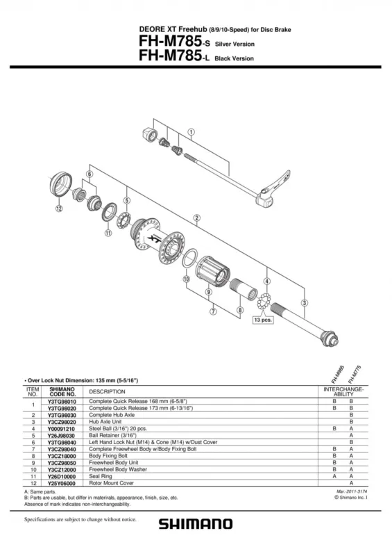 Bestseller AX BUTUC SHIMANO FH-M785 COMPLET
