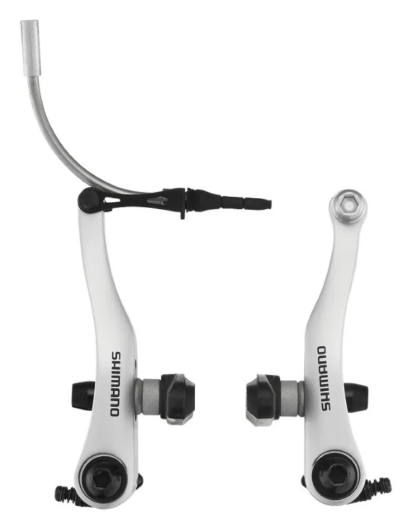 Ultima șansă FRANA V-BRAKE SHIMANO BR-R353 FATA X-TYPE (SAIBA SUBTIRE IN EXTERIOR) SABOTI S70T SURUBURI 16.0MM GHIDAJ CABLU 90 DEG ARGINTIU AMBALAT IND.