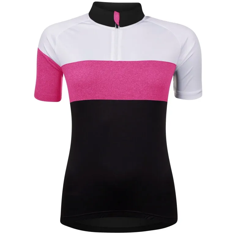 Calitate înaltă Bluza ciclism Force View Lady maneci scurte negru/alb/roz XL