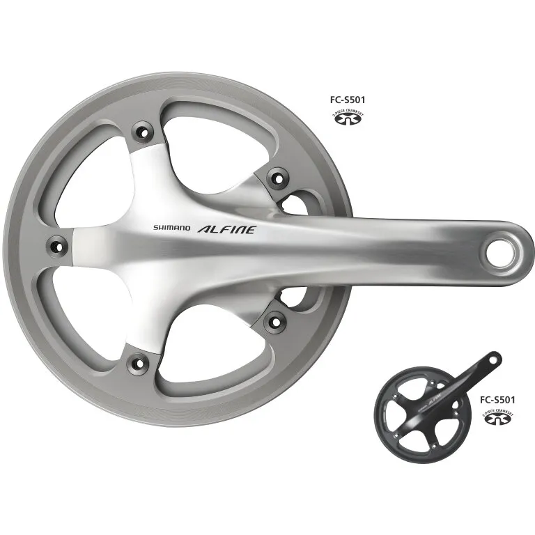 Angrenaj Pedalier Shimano Alfine Fc-S501, 45t, Brat 170mm, 2-Pcs Fc, Cu Cg (Double), Incl. Butuc Pedalier (Bsa), Negru, Ambalat Ind. Expediere rapidă