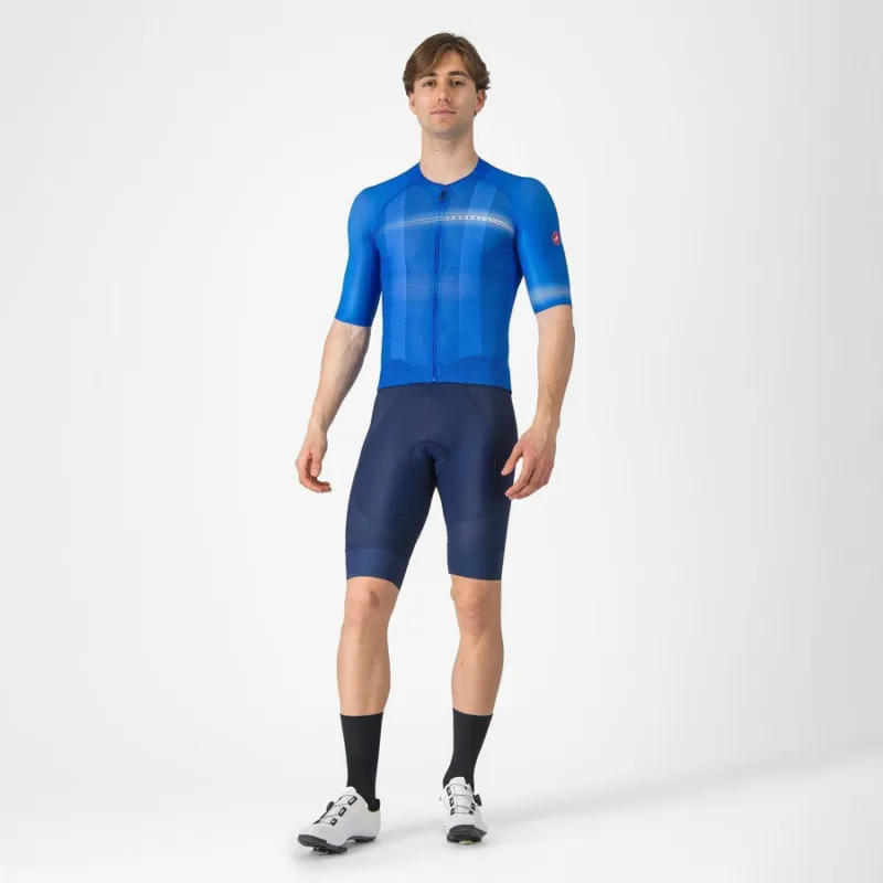 Calitate înaltă Tricou cu maneca scurta Castelli Climbers A/C, pentru barbati, albastru Italia/albastru belgian, XXL