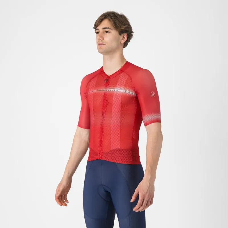 Transport gratuit Tricou cu maneca scurta Castelli Climbers A/C, pentru barbati, rosu/negru, M