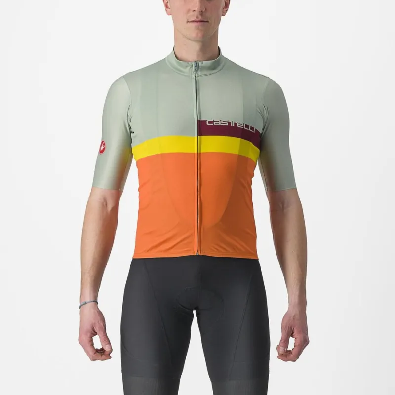 Nu rata Tricou cu maneca scurta Castelli A Blocco, Vernil/Portocaliu/Galben/Visiniu, L