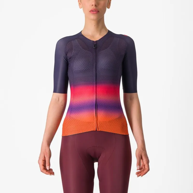 Tricou cu maneca scurta Castelli Climbers 4.0 W de dama Bleumarin/Magenta/Portocaliu M Cel mai bun preț