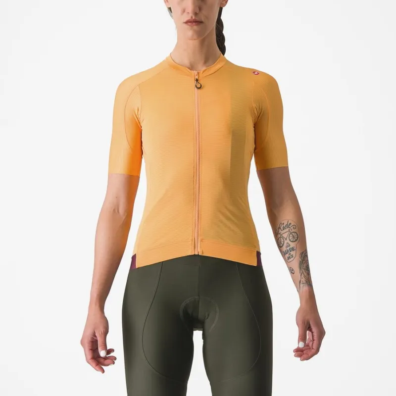 Ofertă specială Tricou cu maneca scurta Castelli Espresso W de dama Portocaliu/Visiniu M