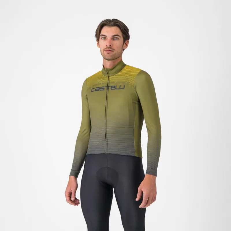 Discount Tricou cu maneca lunga Castelli Apice Thermal Salvie/Albastru/Mango Mojito M