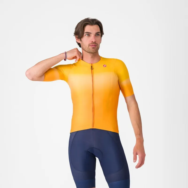 Promoție Tricou cu maneca scurta Castelli UPF, pentru barbati, portocaliu aprins, XL