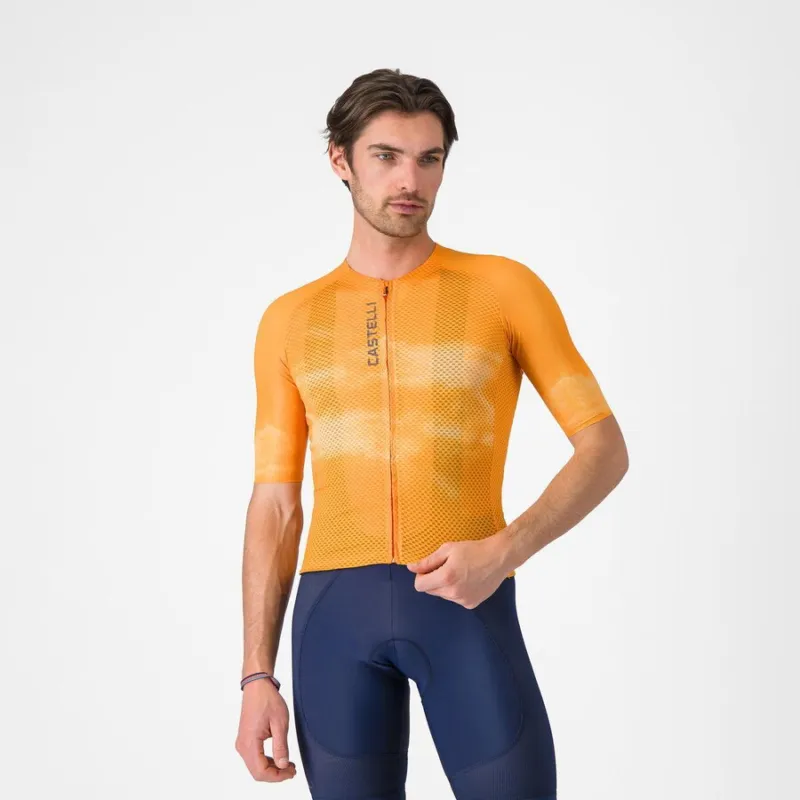 Tricou cu maneca scurta Castelli Climbers A/C, pentru barbati, portocaliu/gri L Ieftin