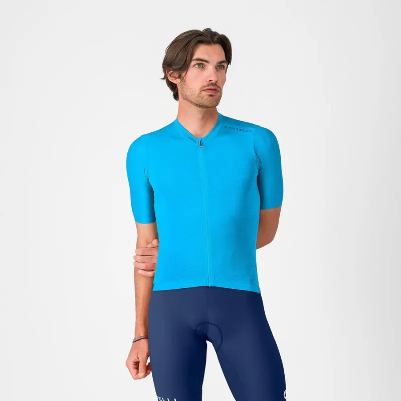 Doar azi Tricou cu maneca scurta Castelli Espresso 2, pentru barbati, albastru neon XL