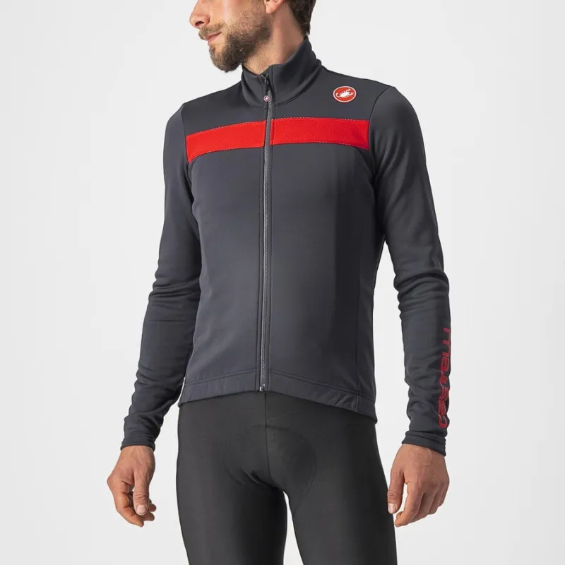Tricou cu maneca lunga Castelli Puro 3 FZ, Antracit/Rosu, XL Ultima șansă