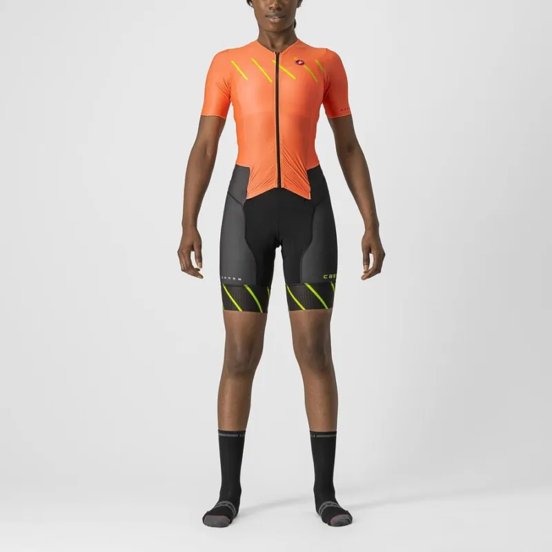 Cel mai vândut Costum de triatlon cu maneca scurta Castelli Free Sanremo W SS, de dama, Portocaliu/Negru, XS
