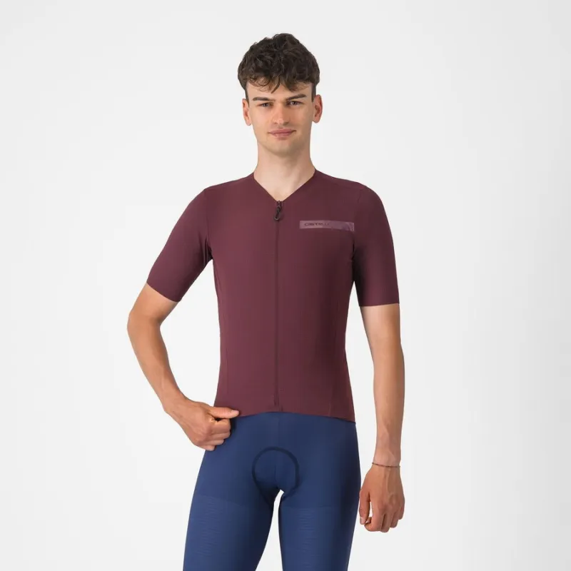 Lichidare de stoc Tricou cu maneca scurta Castelli Premio EVO, pentru barbati, visiniu inchis, L