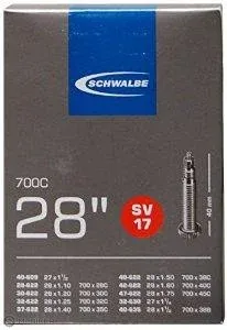 Cameră Schwalbe 700 x 28 - 45C, valvă Presta 40 mm Plată securizată