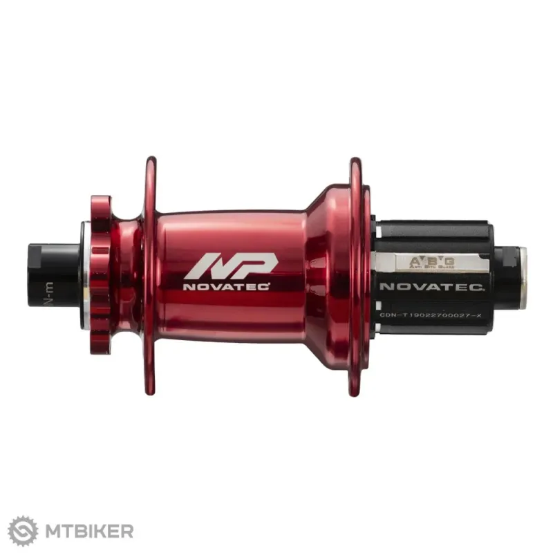 Premium Butuc spate Novatec XD602SB/A-B12-ABG, 6 găuri, 32 găuri, 12x148 mm, Shimano HG, anodized red, OEM