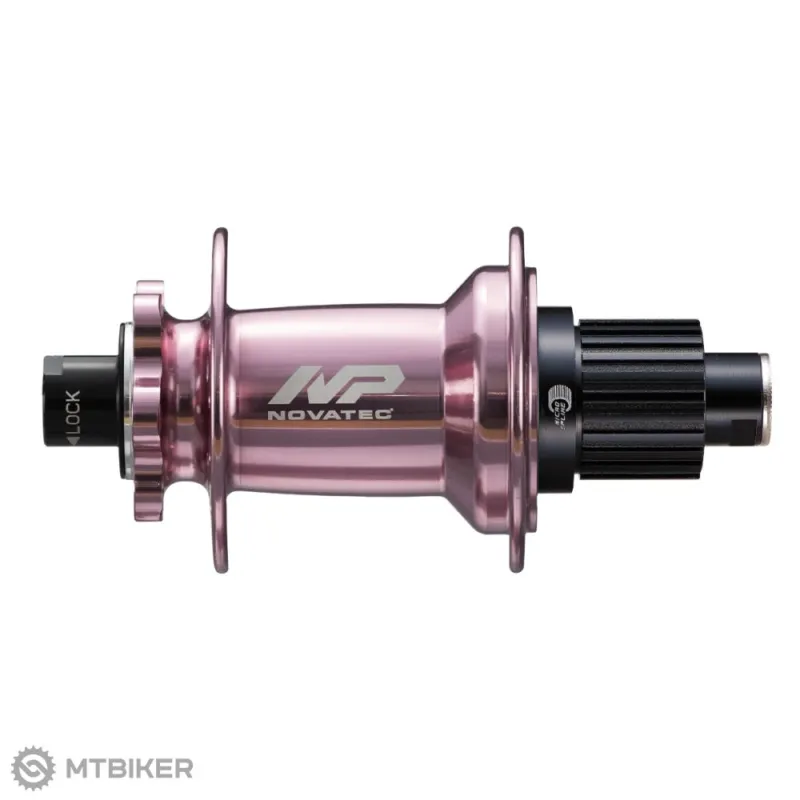 Calitate înaltă Náboj Novatec XD602SB/A-B12-MS spate, 6 găuri, 32 găuri, 12x148 mm, Shimano MS, anodizat roz, OEM