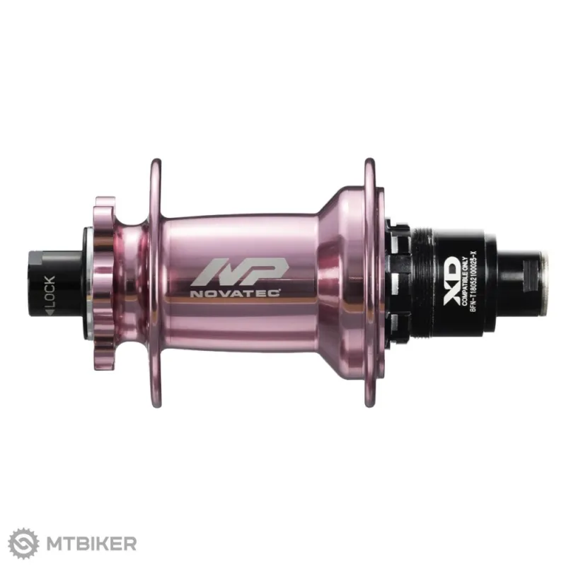 Butuc spate Novatec XD602SB/A-B12-S11, 6 găuri, 32 găuri, 12x148 mm, Sram XD, anodized pink, OEM Cel mai vândut
