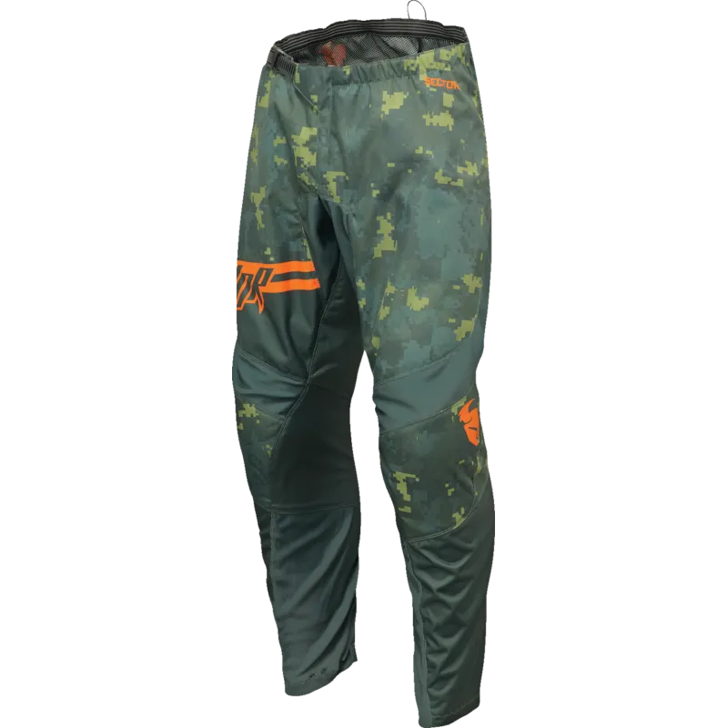 Calitate înaltă Pantaloni motocross pentru copii THOR YOUTH SECTOR DIGI GREEN/ORANGE - 26 - 12/14