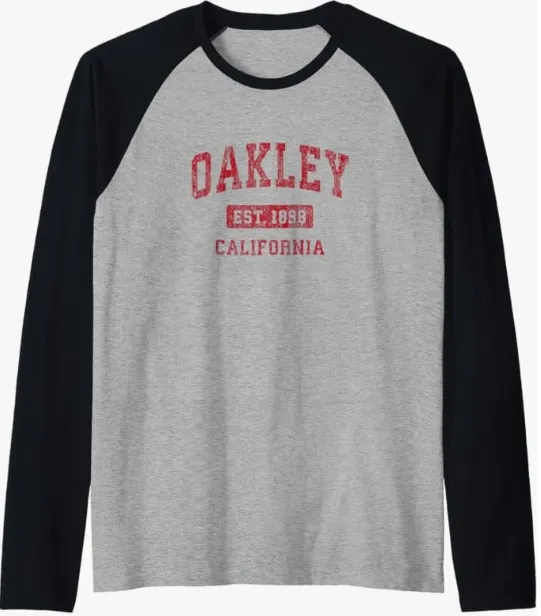 Doar azi Oakley California CA Vintage Sports Design Red Design Raglan Baseball Tee - marime L