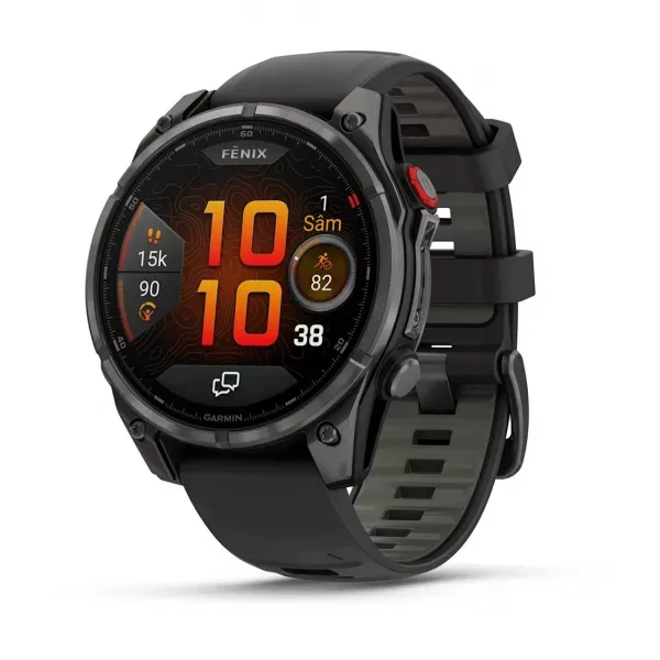 Cel mai vândut CEAS GARMIN FENIX 8 PRO AMOLED LTE SAPPHIRE RAMA GRI DIN TITANIUM DLC CUREA SILICON NEAGRA/GRI 51mm