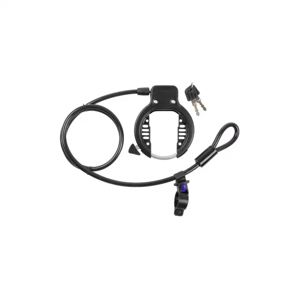 ANTIFURT CADRU CU CHEIE SI CABLU SPIRALAT M-WAVE Â€RINGLOOPÂ€ NEGRU Nu rata