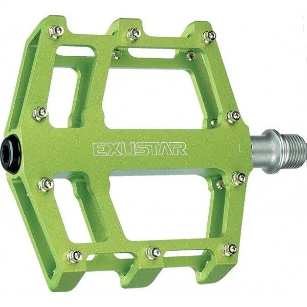 Pedale bicicleta MTB/BMX/ENDURO CNC ,VERDE, 358 GR. AX 9/16, PINI DETASABILI EXUSTAR Livrare expres
