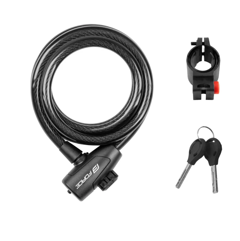 Super ofertă Lacat Force Strong spirala 180cm/12mm cu suport negru