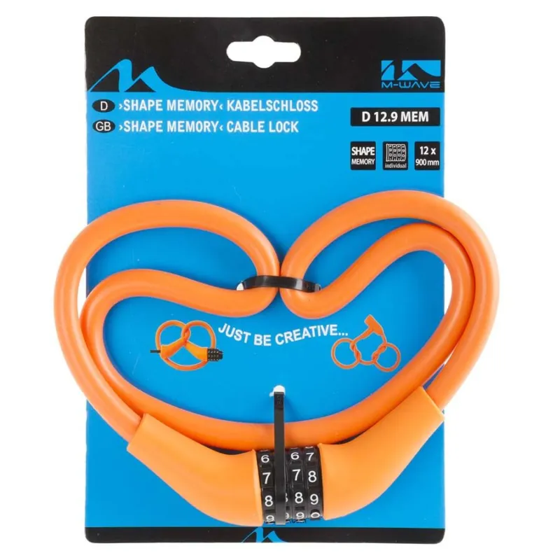 Antifurt bicicleta cu cifru M-WAVE „D 12.9 MEM” ORANGE Ofertă exclusivă