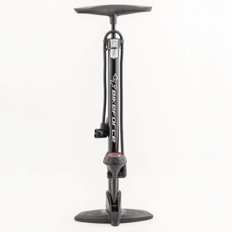 Calitate înaltă Pompa atelier Bikeforce cu manometru 160 PSI otel SV/FV/DV BA-03