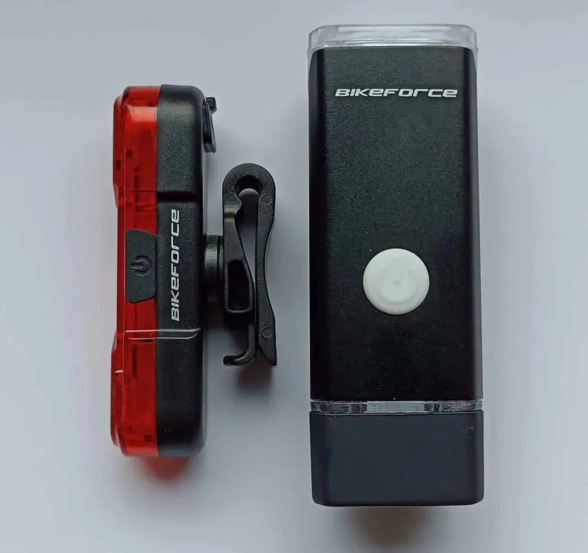 Set lampa fata spate BikeForce Beamer, USB Cumpărături sigure