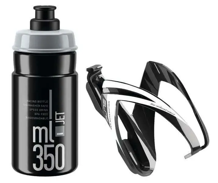 Retur ușor Bidon cu suport Elite Ceo 350ml negru alb