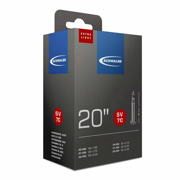 SCHWALBE Cameră FV7C EXTRA LIGHT 20 40/60-406 EK 40mm 95g Retur ușor