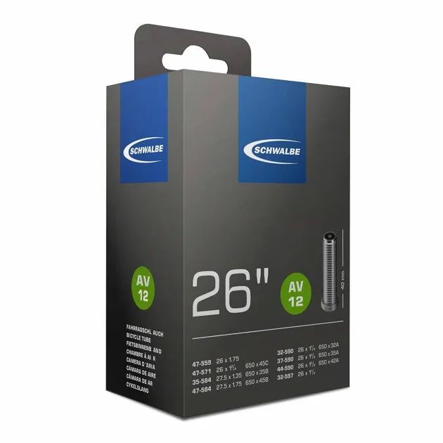 SCHWALBE Cameră AV12 26x1 1/8-1.75 40mm (32/47-559/597) 140g Cel mai bun preț