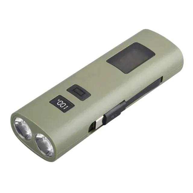 Lichidare de stoc Far reincarcabil Fivestars Power Light PBL-6400, powerbank 6400 mAh, USB Type-C, kaki